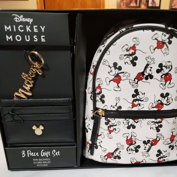 Mickey Mouse Mini Backpack Purse w/ Card Holder & Key Chain Gift Set - Picture 3 of 16
